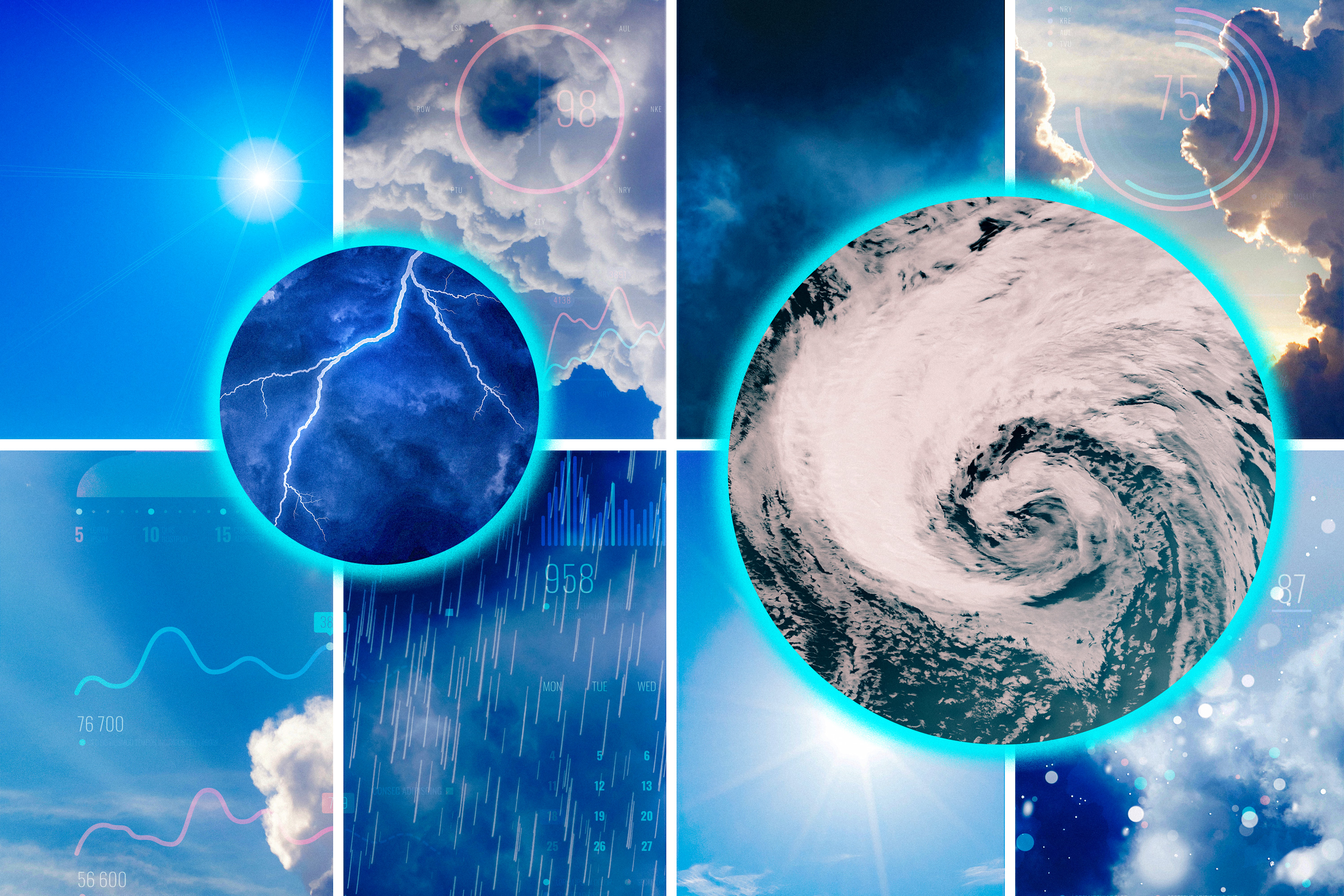 Visualización de mapas meteorológicos usada para representar escenarios de tormentas y otros eventos extremos.