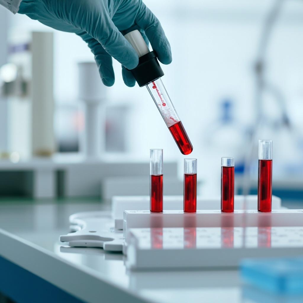 Tubos de extracción de sangre usados para monitorear rastros moleculares de cáncer después de una cirugía