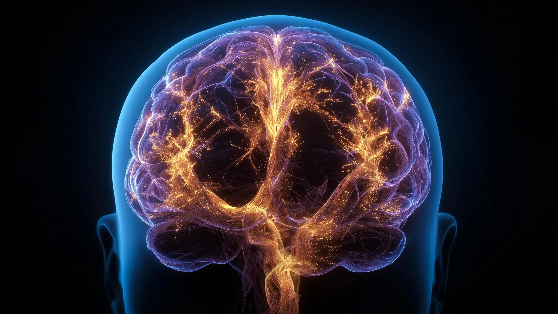 Ilustración de una resonancia cerebral centrada en regiones profundas asociadas con recompensa y decisión.
