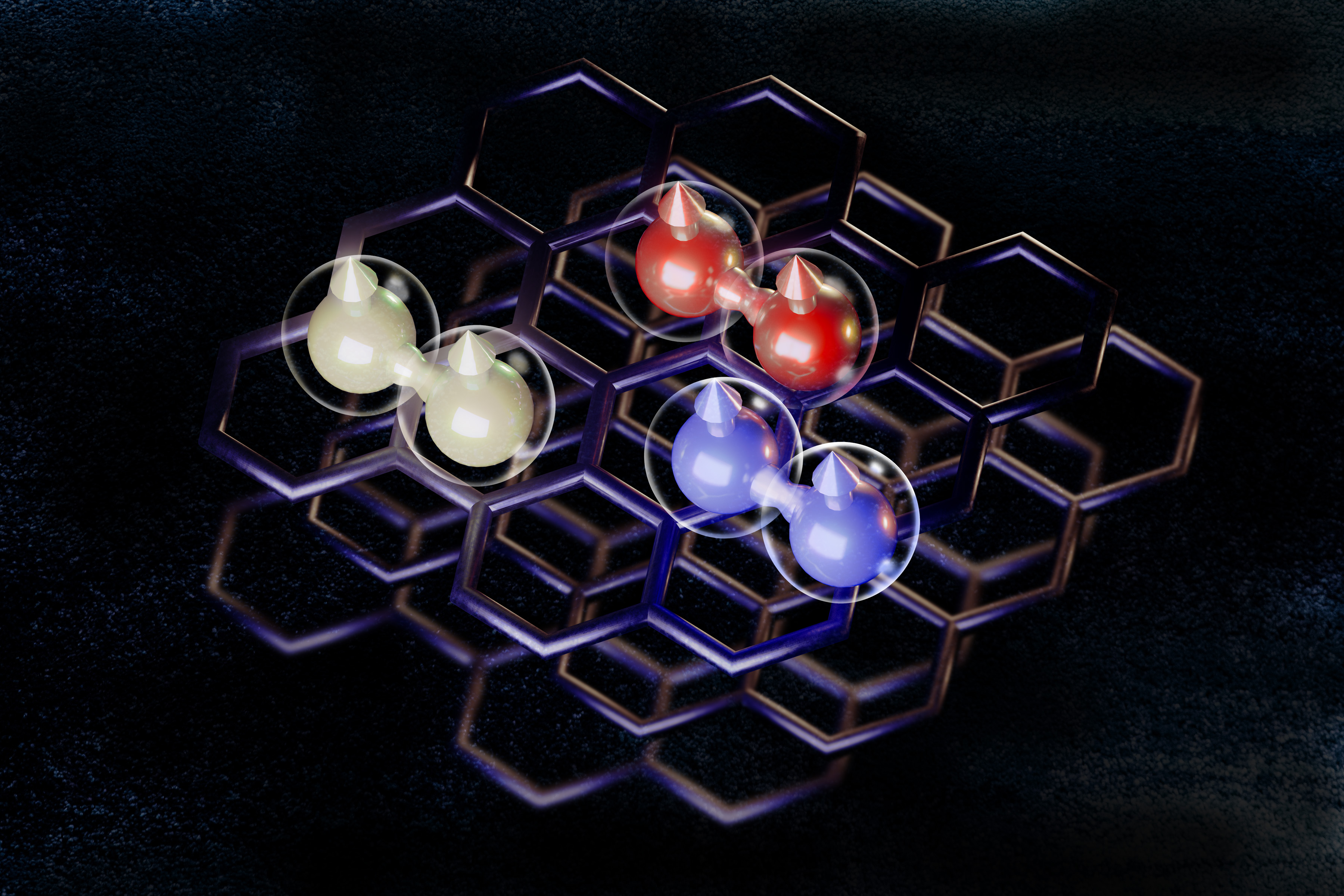 Ilustración del MIT que representa varias formas de emparejamiento electrónico en grafeno superconductivo