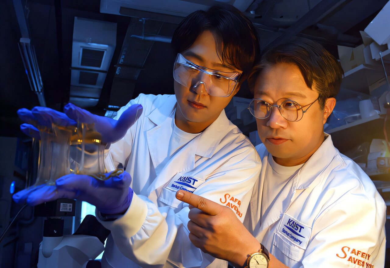 Investigadores observan una muestra de biomaterial en laboratorio, reutilizada como ilustración contextual de una nota sobre fibras marinas experimentales