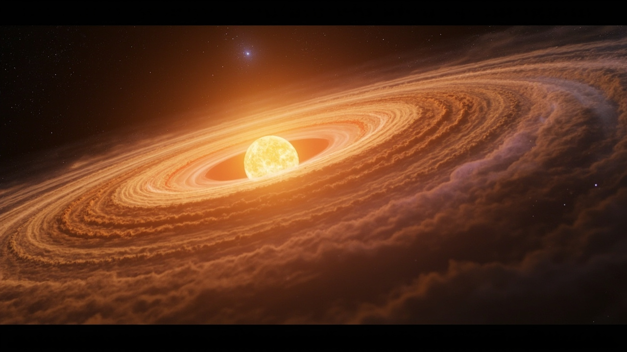 Imagen editorial generada por IA sobre El Webb muestra que formar planetas gigantes es una carrera contra el tiempo.