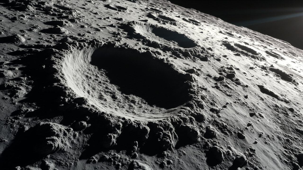 Imagen editorial generada por IA sobre Un nuevo mapa muestra dónde la capa suelta de la Luna es más profunda.