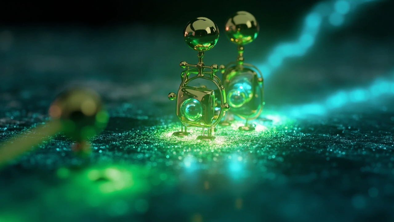 Imagen editorial generada por IA sobre Nanoantenas hacen que las señales eléctricas de células vivas se vean más rápido y con más brillo.