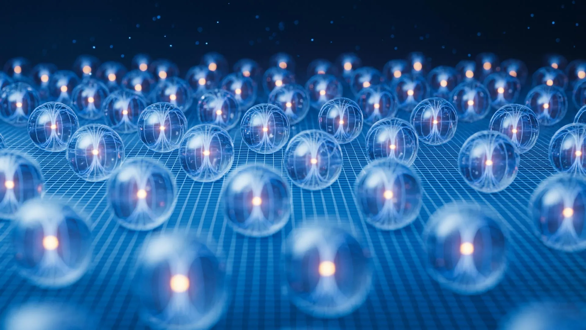 Arreglo de qubits superconductores usado para estudiar cómo fluctúan sus tasas de relajación.