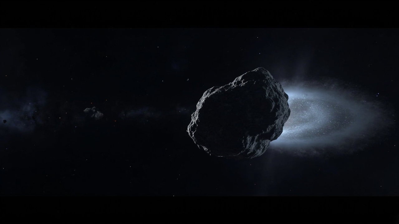 Imagen editorial generada por IA sobre SETI no encontró tecnofirmas en 3I/ATLAS, el último cometa interestelar.